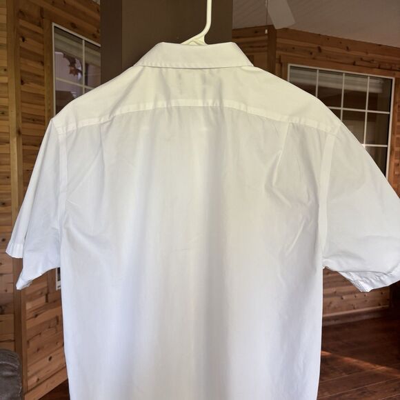 George Men L 42-44 White Button-Down Short Sleeve Shirt Classic Fit - Picture 5 of 6
